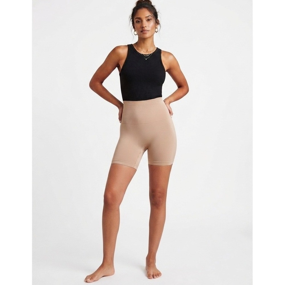Cacique High Waist Thigh Slimmer Shorts Women Size 22/24 Beige Shapewear Good